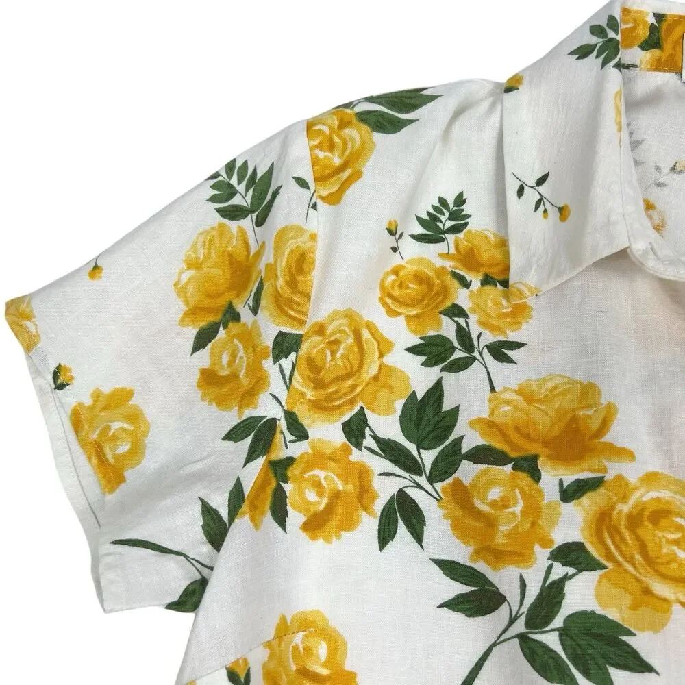L’Academie Revolve Kendra Yellow Rose Floral Belted Mini Shirt Dress Small - Picture 6 of 11